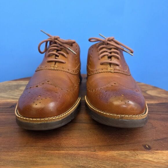 Cole Haan Zerogrand Wingtip Oxford British Tan Leather C29411 Men's 9M - Picture 4 of 12